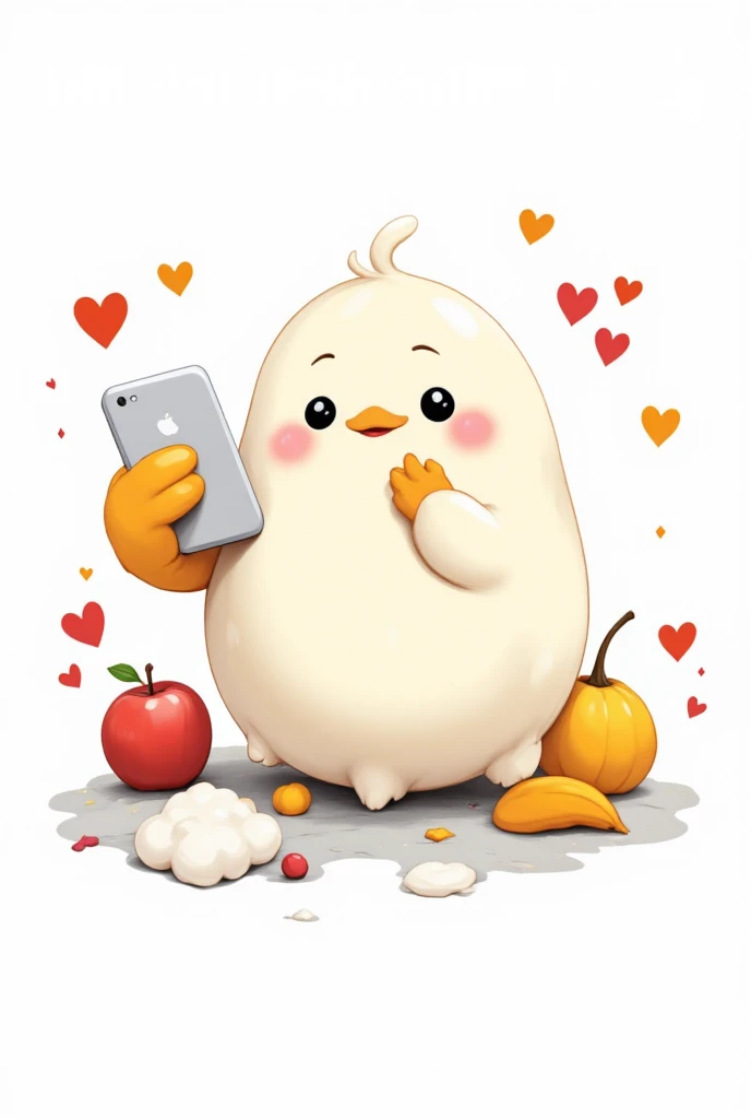 (best quality,highres,masterpiece:1.2),Vector graphics, T-Shirt-Design, Sweet egg with cellphone,    white background    