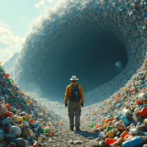 wall, recycleman, giant wave of plastic, 