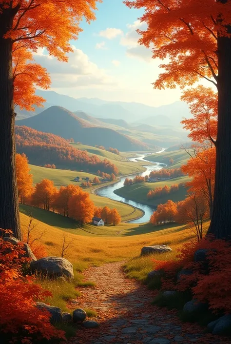 Autumn beautiful landscape logo at the bottom should "SMOKE PARADISE" In a suitable font, 