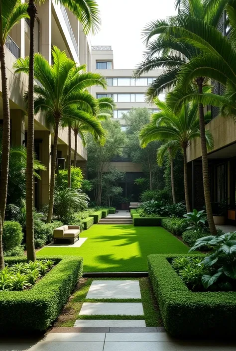 Small green area in the center of a hotel, Let the area measure 16 meters wide and 20 meters long

