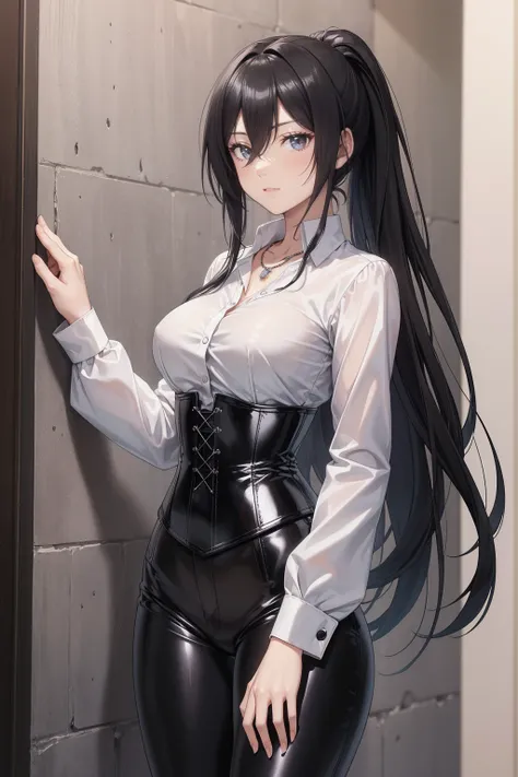 sakuya shirase , sakuya shirase  first,  long black hair in a ponytail, masterpiece,  best quality ,   high definition,  beautif...