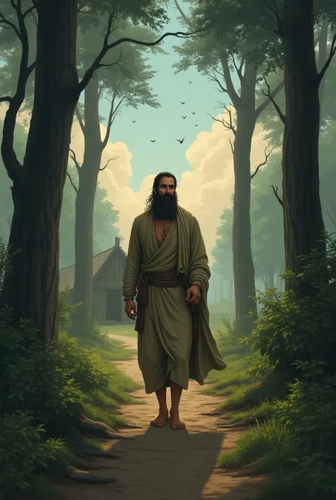 ययाति का वैराग्य और तपस्या का जीवन अपनाना

Prompt: A peaceful forest scene at dusk with tall trees and a clear sky. Raja Yayati, now dressed in simple hermit robes, is walking barefoot with a serene expression on his face. The setting shows a small hermita...