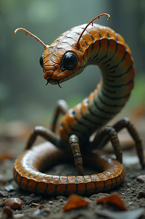 Proint. A hybrid animal that combines the characteristics of a centipede and a snake.  The body is long and sinuous ,  like that of a snake ,  but is covered by segments and short legs , like a centipede .  The head has features of both animals ,  with lar...