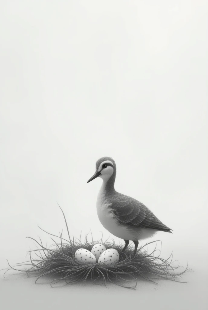 a quail bird with its eggs, The colorless image 