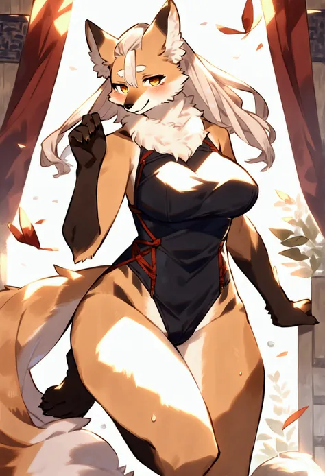 (top quality, best quality, Kawarage_Yatano, High-quality illustrations, masterpiece, perfect artwork, cinematic light and shading, 16k, 1080p, uploaded on e621)(kemono, furry, anthro, alone), 1 tall female, (very detailed body, face, tail, arms, hands, le...