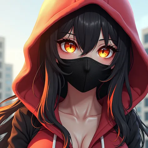  Thicc Hot 
Create an image of a Realistic AnimeHDR style girl with the following 8K HDR
- **Hair**:  His long hair is dark  (probably black )  with reddish or orange reflections on the tips . 
- **eyes**:  She has big, shiny gold-colored eyes /amber,  a t...