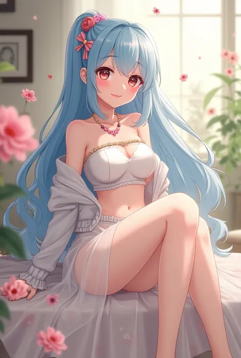 masterpiece,  is the best quality,  extremely detailed , (illustration,  Official Art :1.1),  1 girl at home ,(((( light blue long发)))), ,(((( light blue long发)))), light blue hair , ,, long发 ((blush)) , Cute face, big眼睛, masterpiece,  is the best quality,...