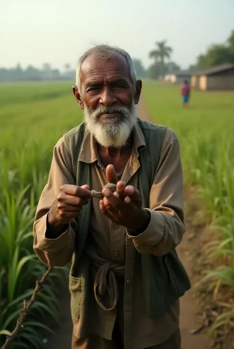 Indian poor man in farming 