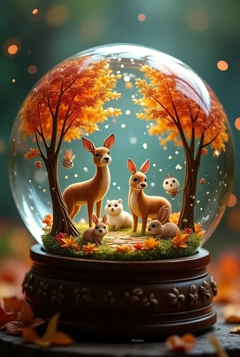 Autumn spirit snow globe with forest animals, Is the name Chiara spelled 