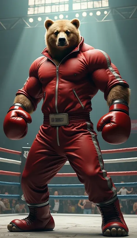  The bear in the body of a Russian boxer is an amazing character,  combining the power of wildlife and sporting agility . His powerful body,  covered in a tracksuit and gloves ,  looks both frightening and comical . With sharp , piercing eyes,  he radiates...