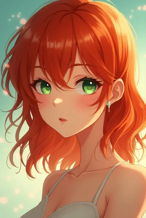  red haired brunette anime green eyes 