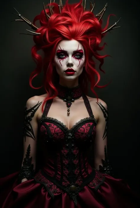 Pretty red-haired woman dressed as monster high full body photo 