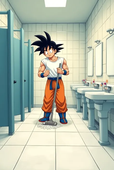 Goku limpiando el baño publico family friendly 


