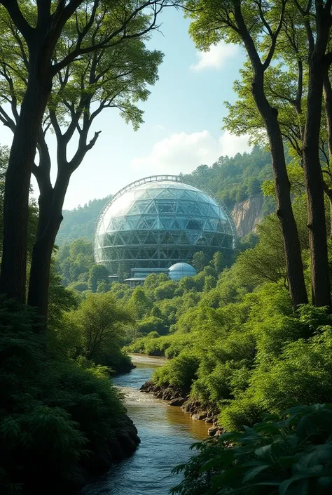 horizontal image of the biosphere 2 with nature and forest, to be very natural