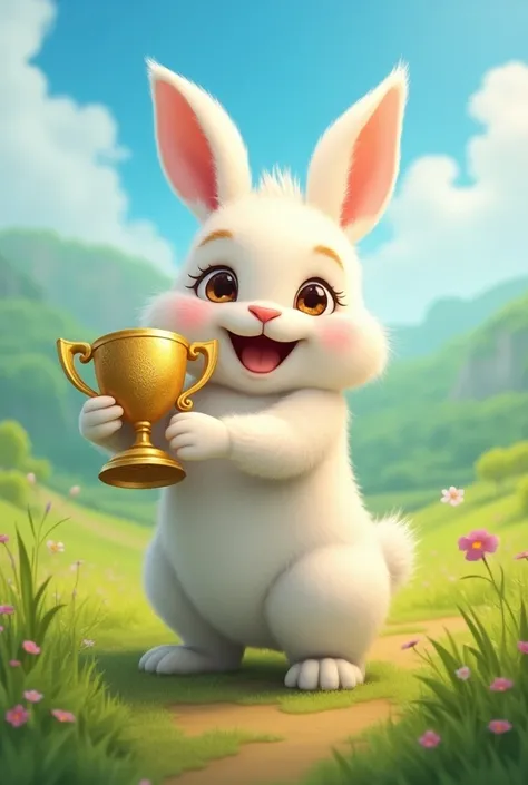 Create a bunny with a trophy
