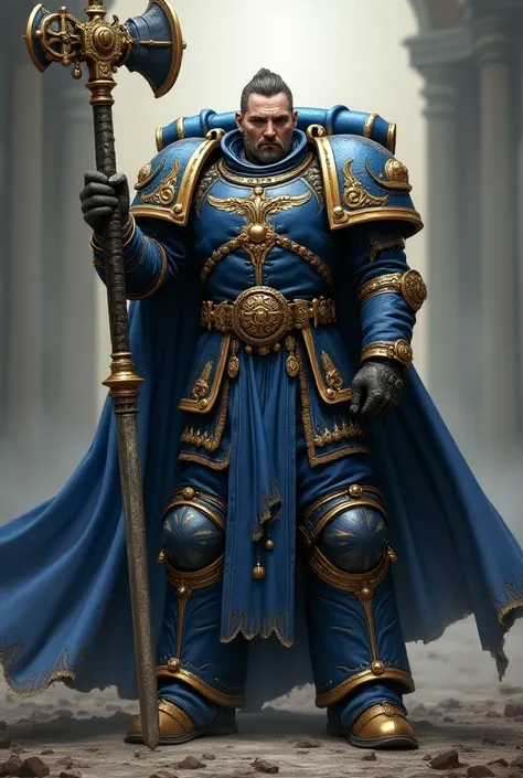 a flat third shot of a man in a blue and gold uniform holding a sword,  war hammer 4 0k  artwork, war hammer 4k , Warhammer 40k emperor of mankind, ( ( ( ( (  war hammer 4 0k ,  war hammer 4 0k  fantasy, Warhammer 40k, Warhammer 40k,  war hammer 4 0k ,  Wa...