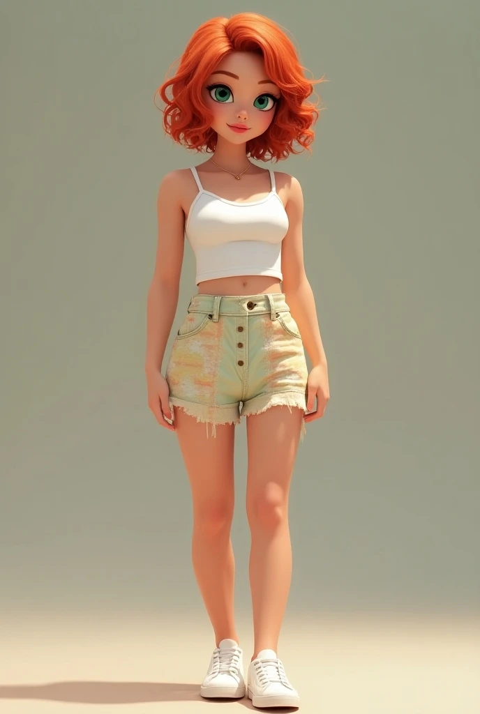 Female:
Hair:
* Hair color: red
* Hair length: short,
* Hair type: curly 

Eyes:
* Eye color: emerald green
* Eye shape: large, almond-shaped
* Eyebrows: natural and defined
* Wears:glasses 

Face:
* Facial shape: round
* Skin color: fair with a subtle glo...