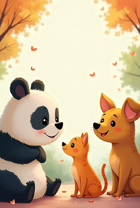 Make a youtube channel profile , in picture panda,dog,cat are together 