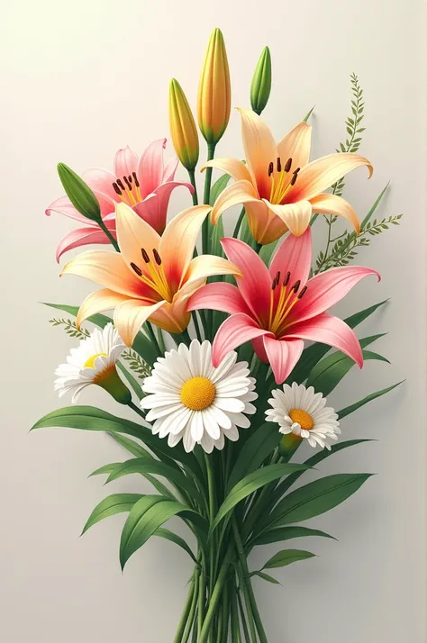 Bouquet with lilies and white daisies 