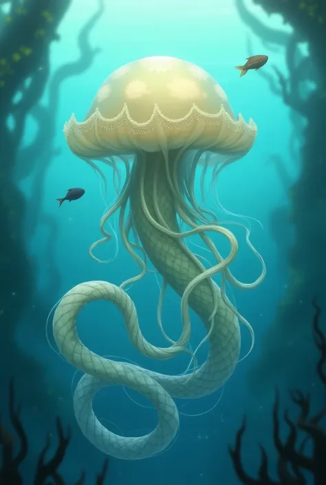 Anime jellyfish, Half of the full body is a snake