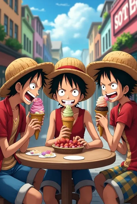 Mugiwaras eating ice cream


