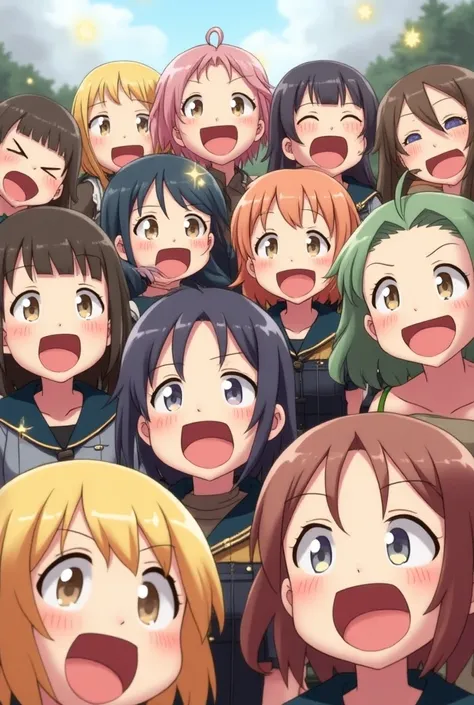 Group of anime Smile, Open Mouth, Teeth, Anime Style, 