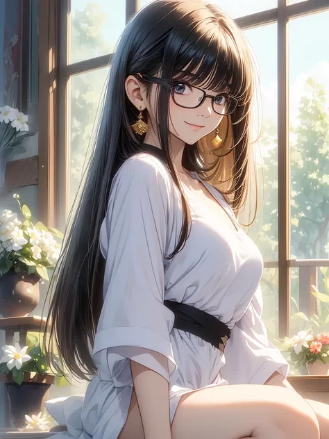 (( best quality)), ((masterpiece)), ( Details),  perfect face,((One woman)),Older Woman, adult woman,Woman in her 30s,(非常に Detailsな皮膚),beautiful胸,Pale skin,Pointed Chest,Small waist,Glasses,( fantasy art,Highest quality,Surreal Portraits,(8k), super real,最...