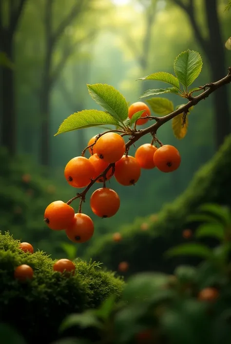 Marmalade berries on a branch in the forest