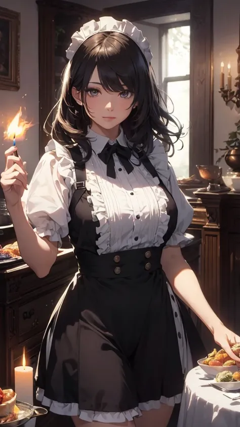 ((best Quality: 1.4)), (Unparalleled Masterpiece), (Ultra High Definition), (Ultra Realistic 8k CG), (half body image ), (ultra detailed), (maid ), (art by Jean Baptiste Monge), highly detailed maid clothes, half_apron , stunningly beautiful, highly detail...