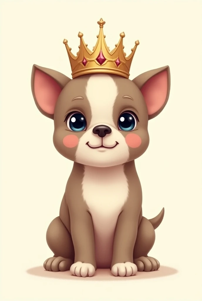 Animated baby pitbull dog with a crown to make a repeated and beautiful print for a shirt