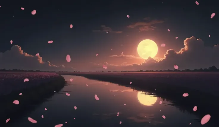 {
  "size": "1024x1024",
  "immediate": "  A serene scene of cherry blossoms  , Illuminated by the soft moonlight.  The petals fall softly like snow  ,   covering the ground with a pink and white mantle  .   A tranquil river reflects the moon and flowers  ...