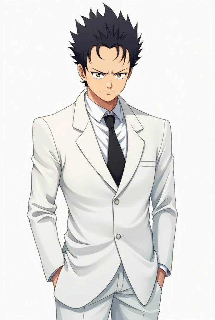 Vinsmoke Sanji, Sani, one piece,  black hair, curly eyebrows, white eyes, suit, arrogant,  full body