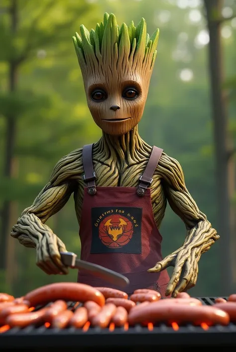 Groot adult apron cook grill barbecue meat sausage invitation