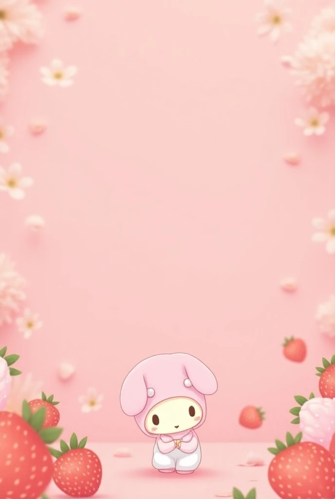 I want a 1024x1024 px background with my melody with strawberries and pink background 