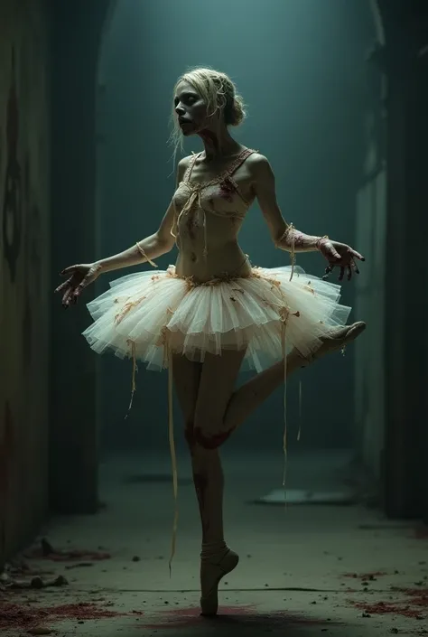 A zombie dressed as a ballerina
