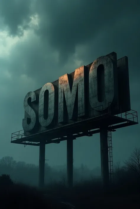 Write the word somo on a scary billboard