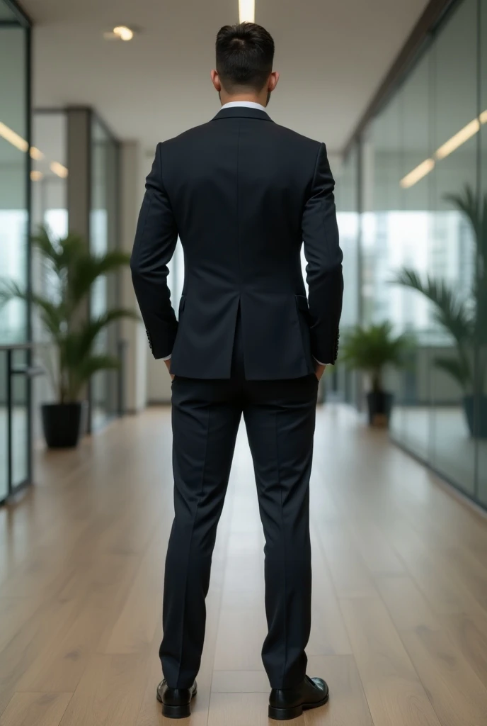  handsome guy wears formal pants to work.
her ass is so big .
 her ass is sexy as hell .

the photo is rear-facing 
