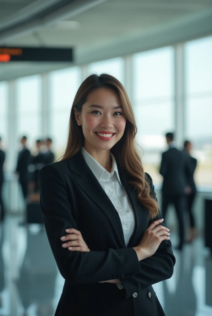 A girl graduating from airline services 
