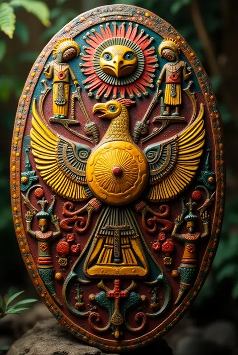 Villa Hermosa makes a shield that represents the Sun 
 The Inkas messengers and the yellow and brown condor
