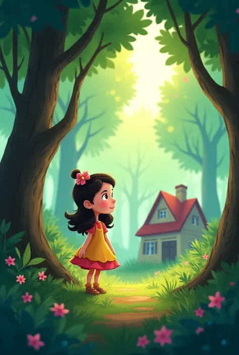 Create a cartoon image and create with the same character from the previous photo


*Chapter 1:  The Arrival to the Forest *  
 Lúcia was a  who ,  after the loss From her parents ,  she found herself in a new house ,  a small building on the edge of a mag...