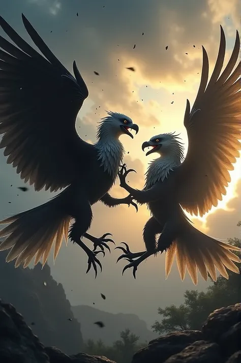 Fighting birds