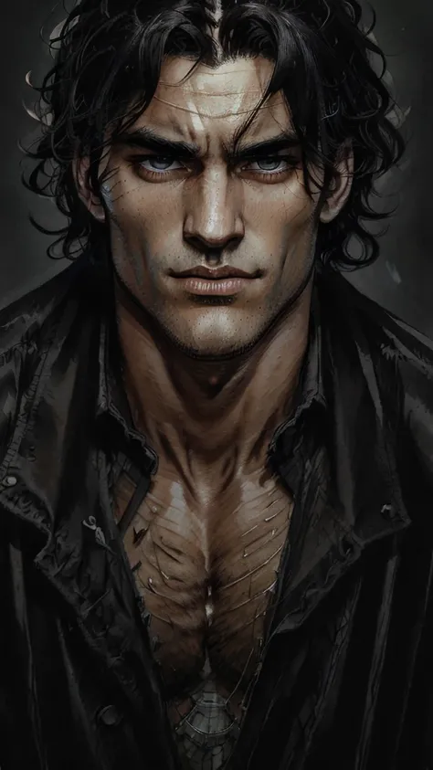 High Resolution, High Resolution, Masterpiece, Anatomically Correct, Award Winning, Best Quality, HD, High Details, Black Hair, Textured Skin, Young guy, 25, full height. tall and broad-shouldered. Muscular, but not overpumped. Broad shoulders and strong a...