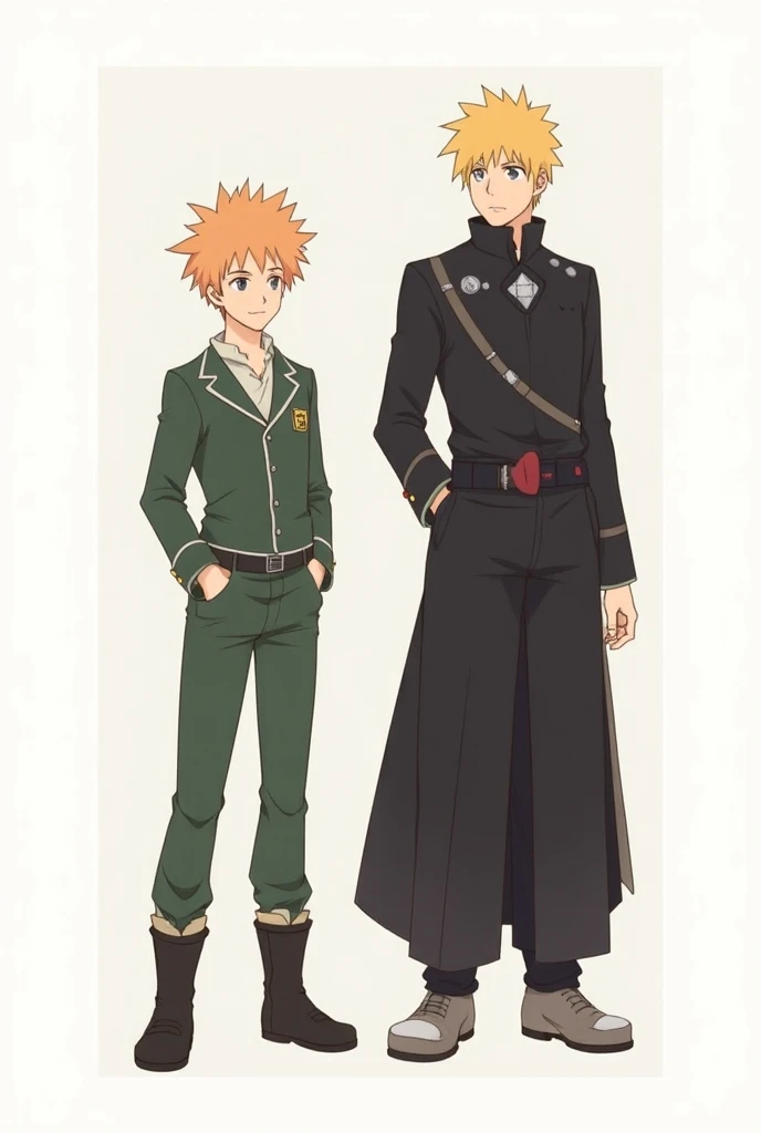 Put Izuku Midoriya next to Ichigo Kusosaki , Izuku Midoriya in his hero costume and Ichigo in his shinigami costume and a little taller than Izuku.
simpler.
Ichigo que este simpler y izuku tambien, Not so much detail 
