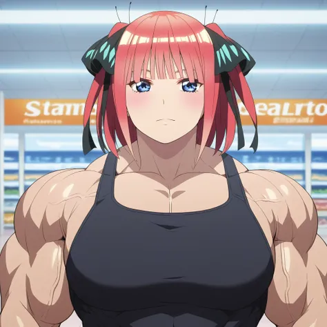 muscular girl, ((((huge)))) girl, (((((flat))))) chest,((((((wide)))))) shoulder, 1girl, ((((thick)))) neck, (((((wide))))) pecs...