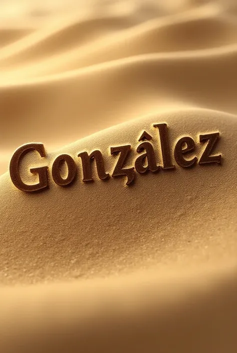  family Create logo with the name GONZÁLEZ,  representing the , 3D sand background, ultra realistic,  4K