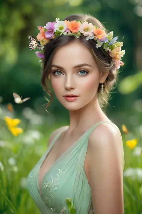 a 30-year-old girl in the garden, very beautiful, beautiful detailed eyes, beautiful detailed lips, long eyelashes, dreaminess, ...