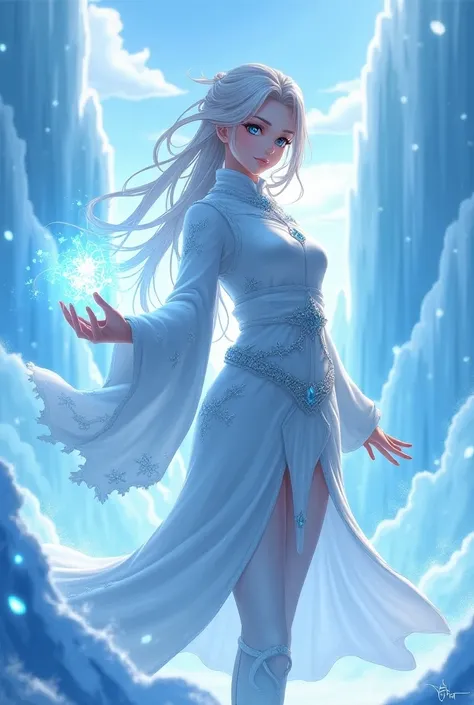 Anime image about a woman with ice powers 