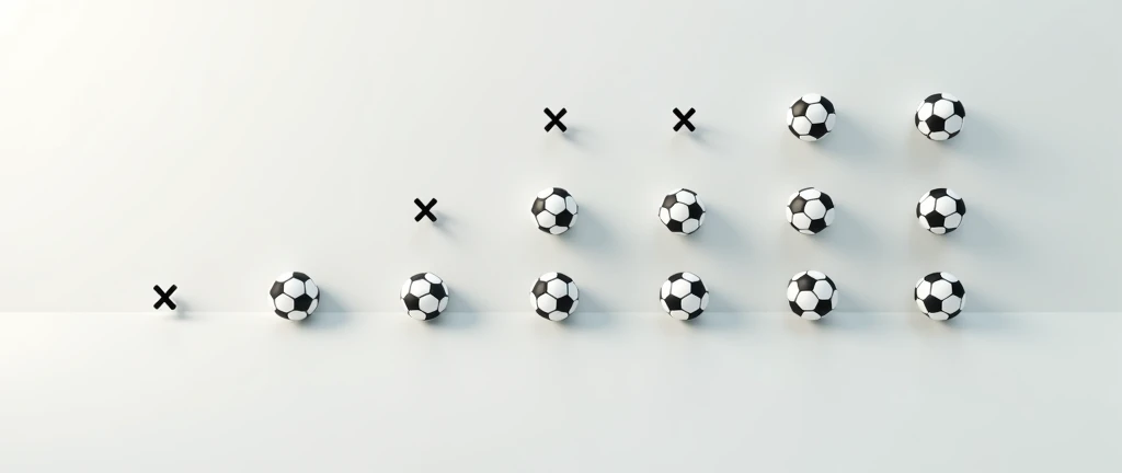  You could generate an image with 6 columns, Where you put soccer balls and X .  In the first column you could all balls ,  in the second 4 balls and an X ,  in the third 3 balls and two X ,  in the fourth 2 balls and three X ,  in the fifth 1 balls and 4 ...