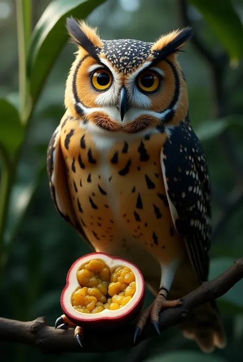 Owl with a passion fruit