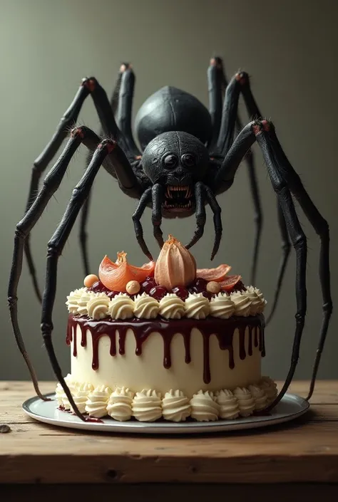 Spider eating cake